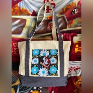 Florida State University Handcrafted Canvas Tote Bag with patchwork